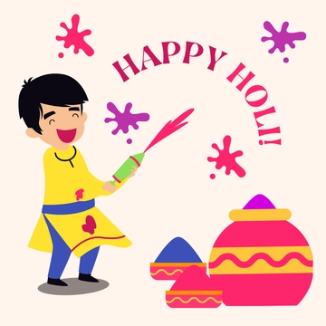 Free Holi Cartoon Clipart Template to Edit Online
