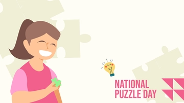 Free National Puzzle Day Cartoon Background Template to Edit Online