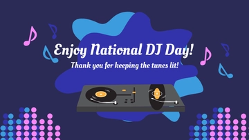 Free National DJ Day Wishes Background Template to Edit Online