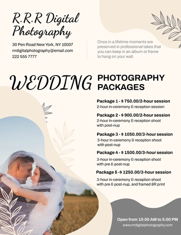 Free Wedding Photography Pricing Guide Template to Edit Online