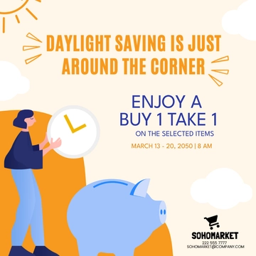 Free Daylight Saving Poster Vector Template to Edit Online