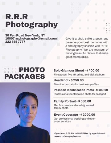 Free Photographer Pricing Guide Template to Edit Online