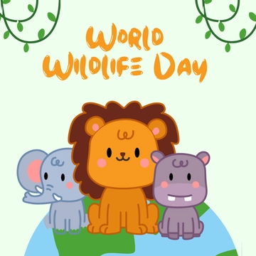 Free World Wildlife Day Cartoon Clipart Template to Edit Online