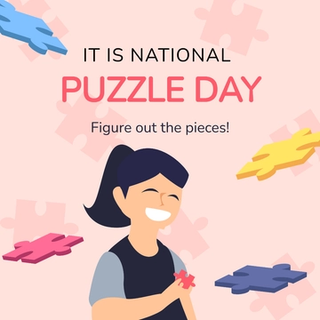 Free National Puzzle Day Instagram Post Template to Edit Online