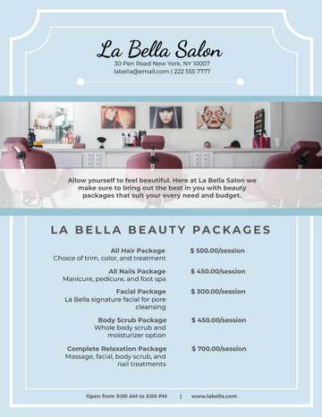 Free Salon Pricing Guide Template to Edit Online