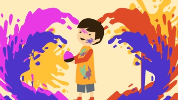Free Holi Cartoon Background Template to Edit Online