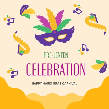Free Mardi Gras Carnival FB Post Template to Edit Online