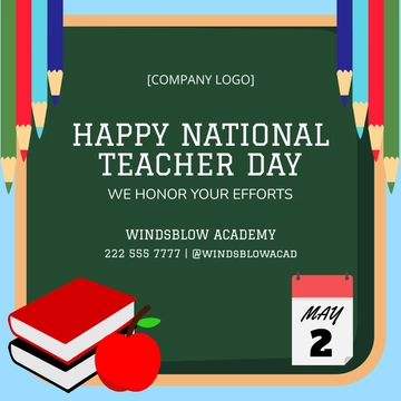 Free National Teacher Day Flyer Vector Template to Edit Online