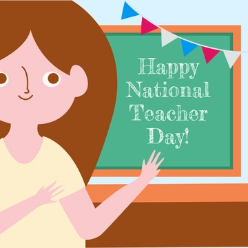 Free Happy National Teacher Day Clipart Template to Edit Online