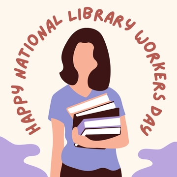 Free Happy National Library Workers Day Clipart Template to Edit Online