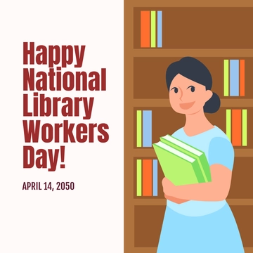Free National Library Workers Day Wishes Clipart Template to Edit Online