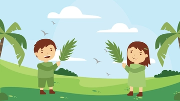 Free Palm Sunday Cartoon Background Template to Edit Online