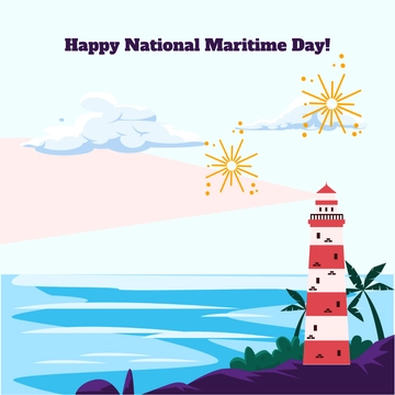 Free Happy National Maritime Day Clipart Template to Edit Online
