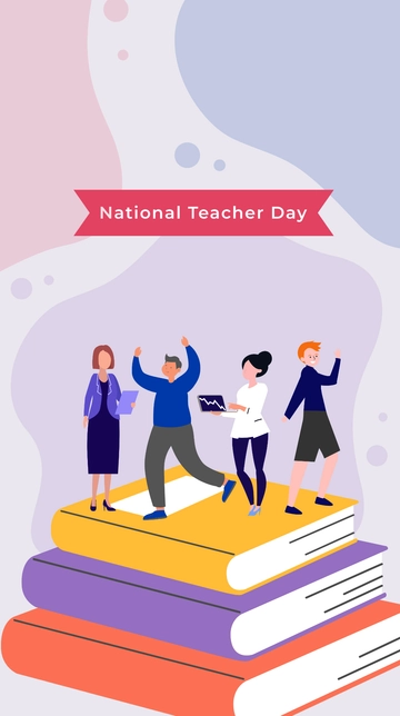 Free National Teacher Day iPhone Background Template to Edit Online
