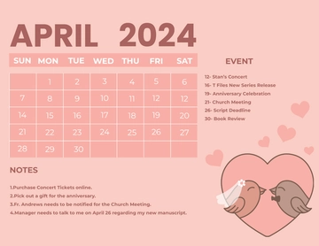 Free Cute April 2024 Calendar Template to Edit Online