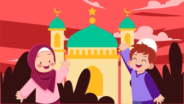 Free Ramadan Cartoon Background Template to Edit Online