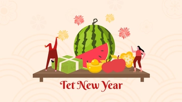 Free Tet New Year Cartoon Background Template to Edit Online