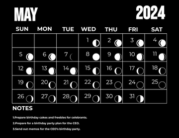 Free May 2024 Calendar With Moon Phases Template to Edit Online