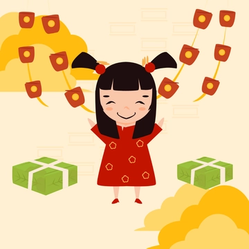 Free Tet New Year Cartoon Clipart Template to Edit Online