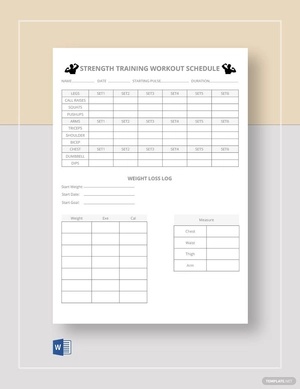 Strength Workout Schedule Template
