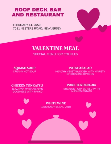 Free Romantic Valentine's Day Dinner Menu Template to Edit Online