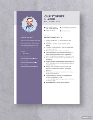 Acute Dialysis Nurse Resume