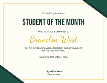 Free Student of the Month Certificate Template to Edit Online