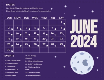 Free June 2024 Calendar With Moon Phases Template to Edit Online