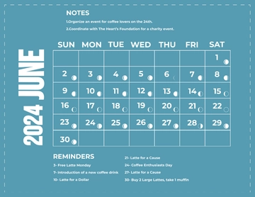 Free Lunar Calendar June 2024 Template to Edit Online