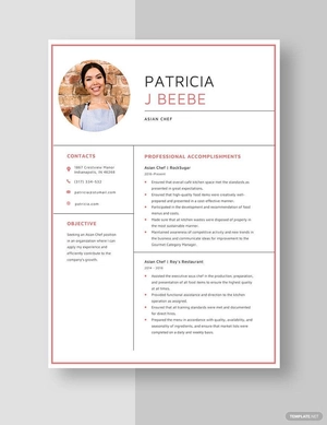 Asian Chef Resume