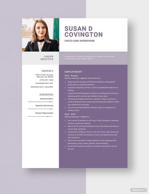 Child Care Supervisor Resume