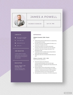 Children's Counselor Resume