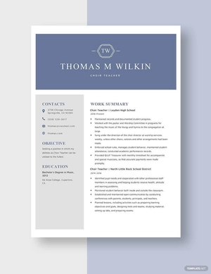 Choir Teacher Resume