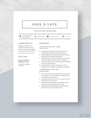 Circulation Supervisor Resume