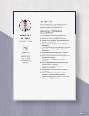 Corporate Trainer Resume