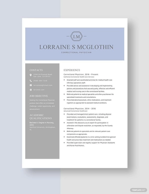 Correctional Physician Resume
