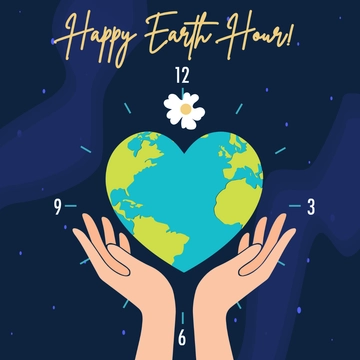 Free Happy Earth Hour Clipart Template to Edit Online
