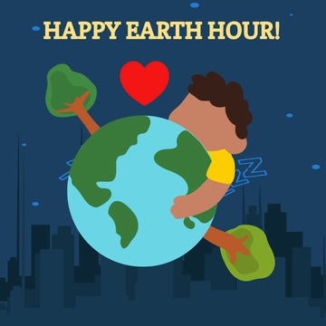 Free Happy Earth Hour Clipart Template to Edit Online