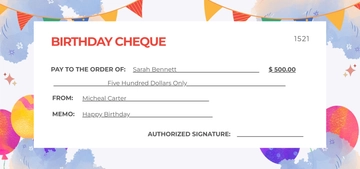 Free Birthday Cheque Template to Edit Online
