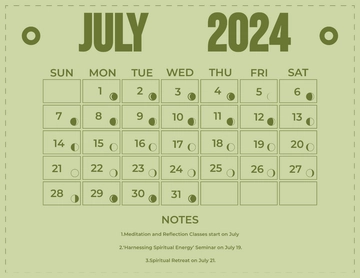 Free July 2024 Calendar With Moon Phases Template to Edit Online