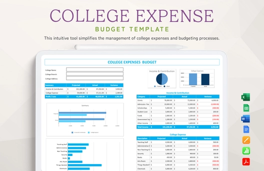 College Expense Budget Template