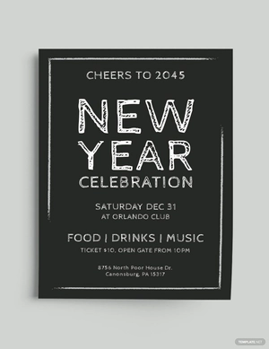 New Year Chalkboard Flyer Template