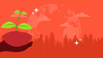 Free Earth Day Red Background Template to Edit Online