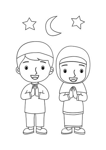 Free Eid al-Fitr Cartoon Drawing Template to Edit Online