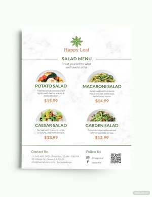 Restaurant Food Menu Flyer Template