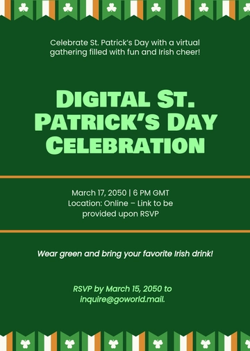 Free Digital St. Patrick's Day Invitation Template to Edit Online | Template.net