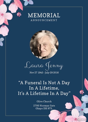 Memorial Service Announcement Invitation Template