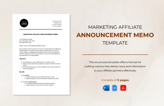 Marketing Affiliate Announcement Memo Template