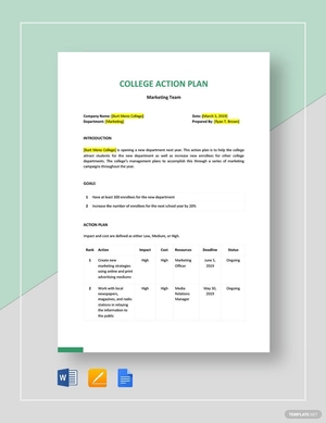 College Action Plan Template