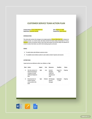 Customer Service Action Plan Template